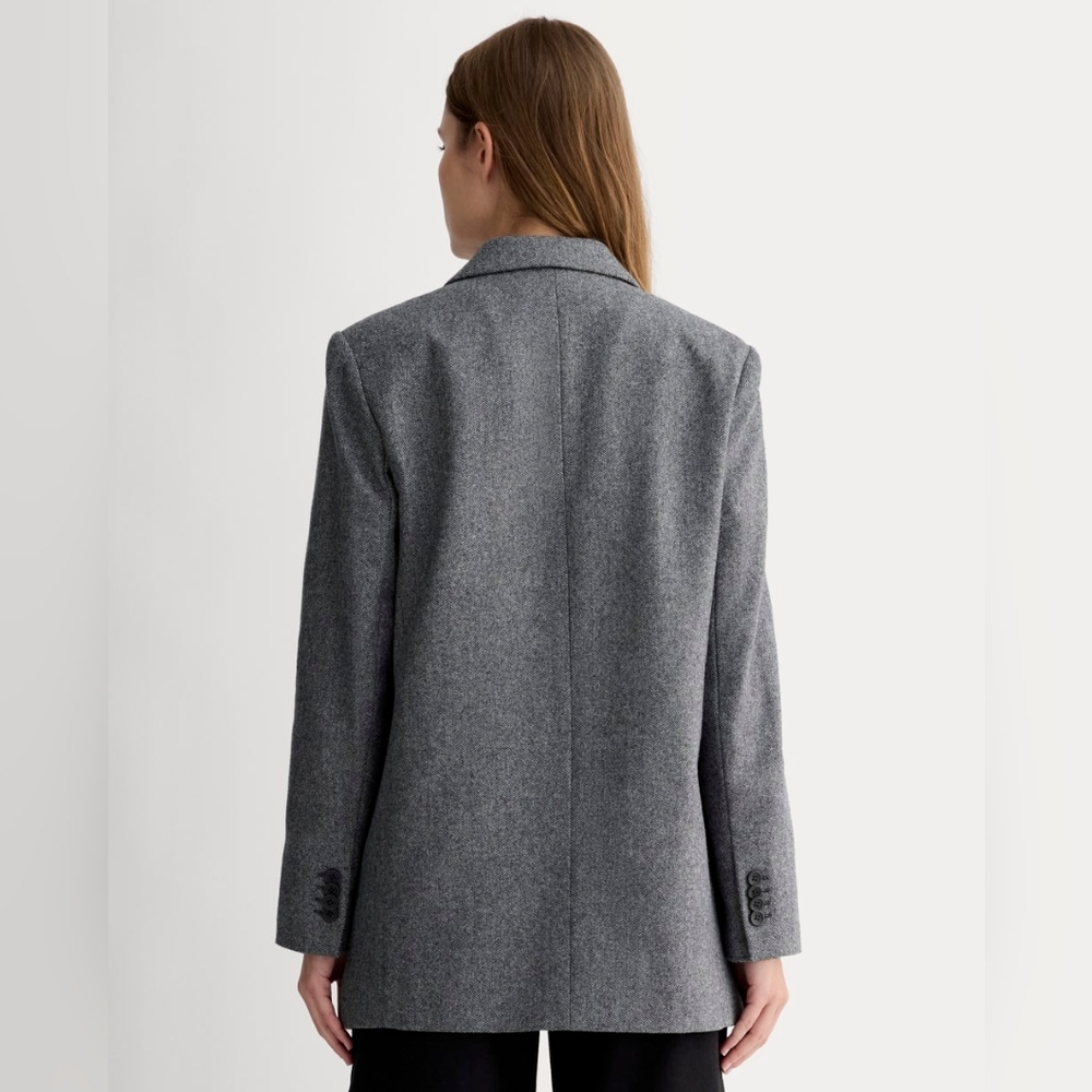 Everlane The Oversized Blazer Wool Gray Herringbone Boyfriend Fit Classic Sz 0 - Picture 3 of 16
